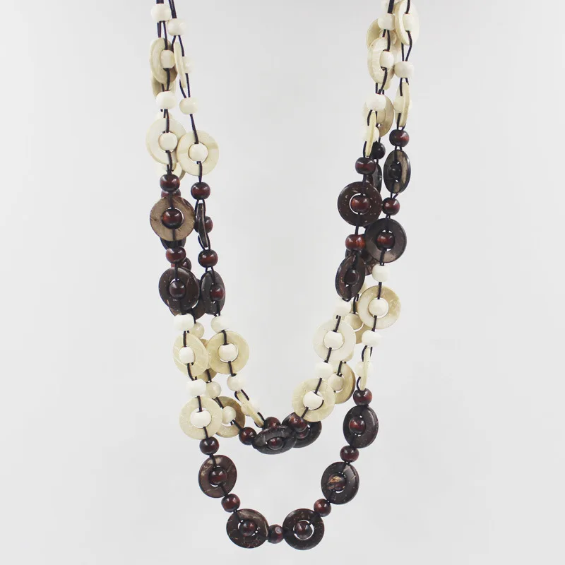 Богемное этническое ожерелье и подвеска, многослойное ювелирное изделие из бисера, винтажное массивное длинное ожерелье, женское деревянное ювелирное изделие ручной работы