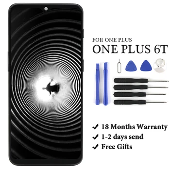 Original AMOLED LCD Display For Oneplus 6T A6010 A6013 touch screen Digitizer Assembly 6.41 inch Frame with Free Tempered Glass