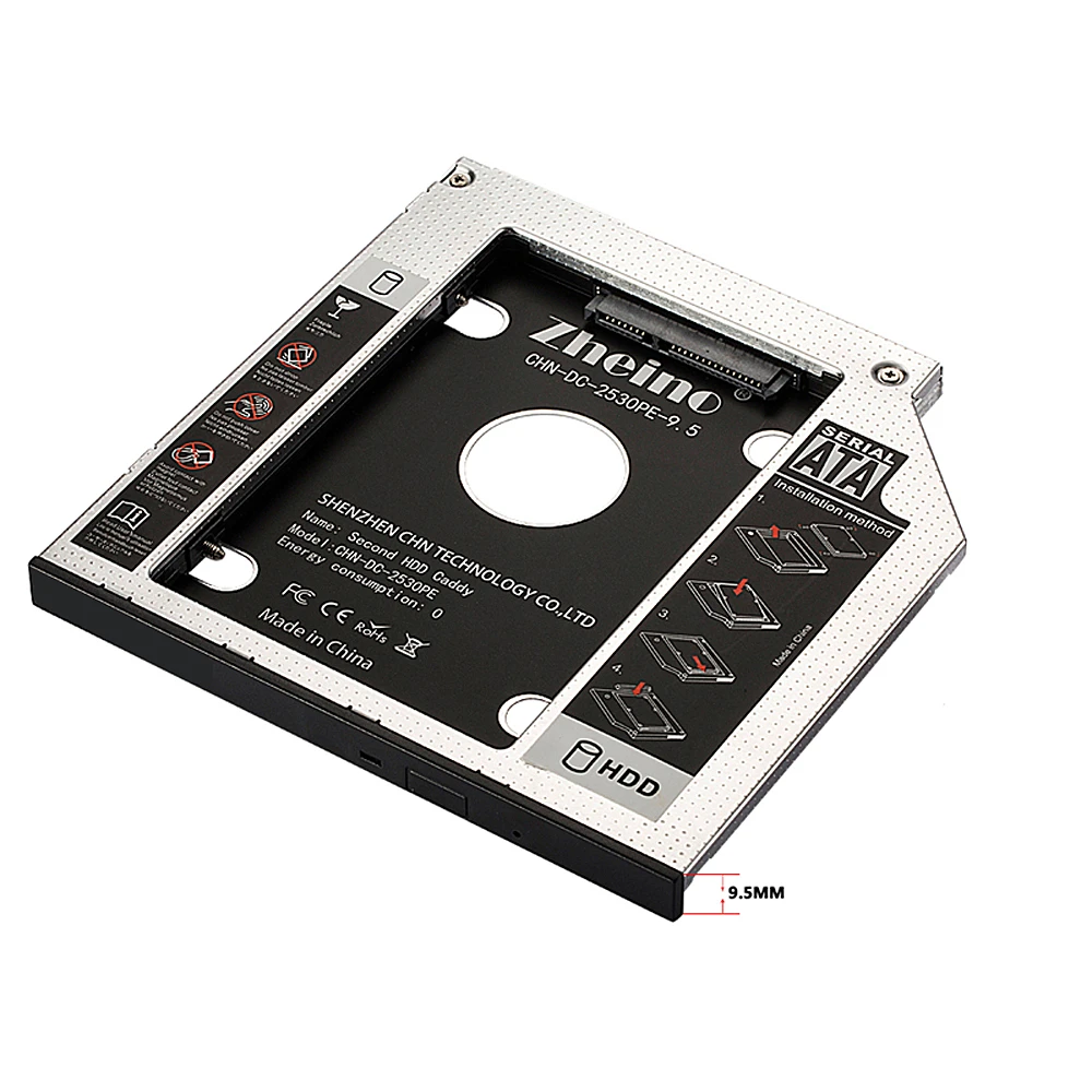 Zheino SATA3 SSD с 9 0 мм 5 12 7 Caddy 60 ГБ 120 240 360 480 128 256 512 1ТБ 2nd HDD Aluminum|Внутренние твердотельные