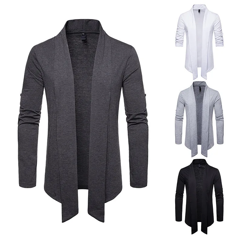 

2019 Men Autumn And Winter New Style Sweater Casual Solid Color Knit Base Cardigan Coat Men's