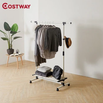 

COSTWAY Clothes Hanger Coat Rack Floor Hanger Storage Wardrobe Clothing Drying Racks porte manteau kledingrek perchero de pie
