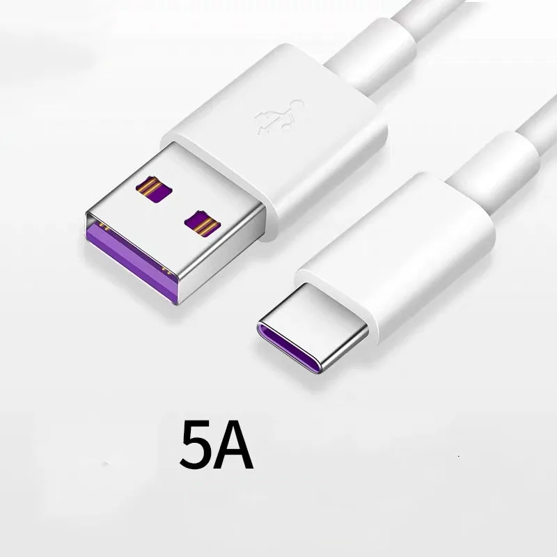 5A Type C USB Cable Fast Charging Wire for Samsung Galaxy S8 S9 S20 Plus Xiaomi mi9 Huawei Phone 2 in 1 USB C Charger Data Cable