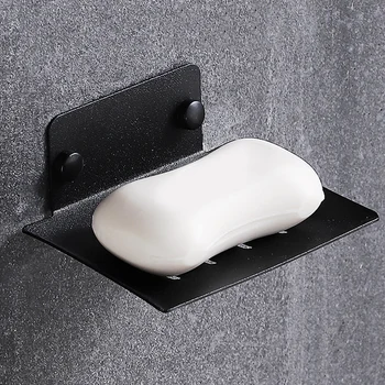 

Bathroom Soap Dish Box Rack Free Perforated Soap Box Wall-Mounted Drain 304 Stainless Steel E2S