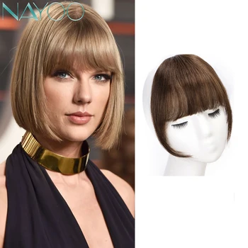

Nayoo Clip In Hair Bangs Hairpiece Synthetic Fake Bang Hair Piece Clip In Hair Extension Air Bangs Clip on Bangs Black Brown