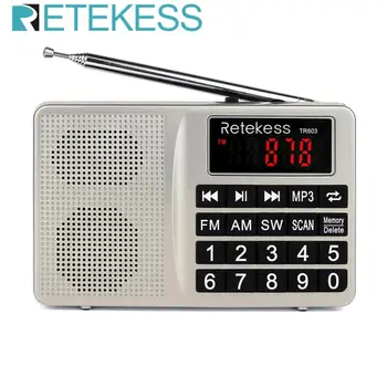 

Retekess TR603 AM FM Radio Shortwave Transistor Digital Tuning Receiver MP3 Player Support TF Card Rechargeable Li-ion Battery