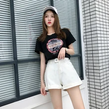 Aliexpress - Korean New Summer 2021 Women High Waist Button Wigh Leg Jeans Shorts Casual Fashion Female Loose Fit Black Blue Denim Shorts