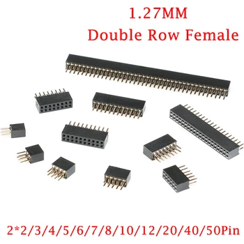 

20Pcs 1.27mm Double Row Female 2~50P Breakaway PCB Board Pin Header socket Connector Pinheader 2*3p 2*10p 2*6 2*20 2*12 2*25