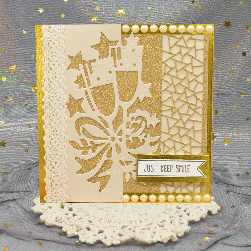 

Celebrating Frame Die Cut Champagne Metal Cutting Dies for Scrapbooking Album Card Marking Paper Embossing Die Cutting