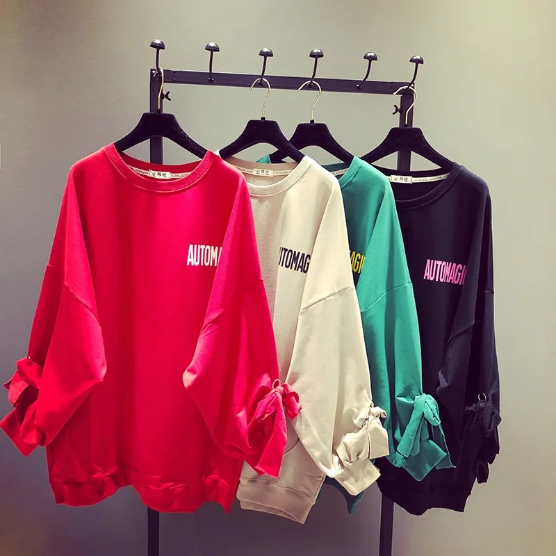 Women's blouse 2020 spring new round neck loose long-sleeved mid-length sweater Women's blouse 2020 spring new round neck loose long-sleeved mid-length sweater