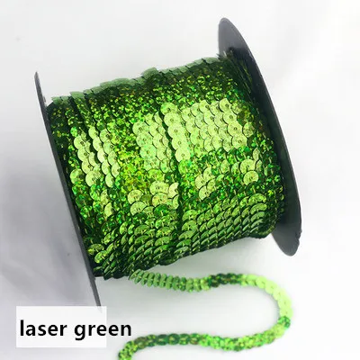 laser green 6 мм блестки полоски, сценическая одежда, обувь шторы украшения одежды DIY аксессуары 100 ярд - Цвет: laser green