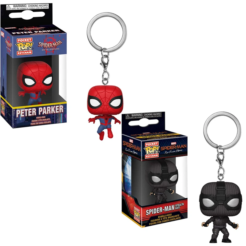 FUNKO POP Марвел, Мстители, паук-человек: далеко от дома Питер Паркер Человек-паук брелок фигурки игрушки для детей
