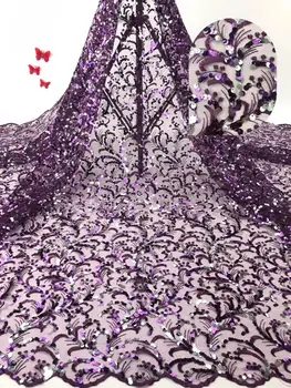 

CiCi-9.8510 embroidered Mesh Tulle fabric Factory price sequins Nigerian lace fabrics