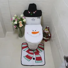 3 шт. Рождественский Снеговик, туалетная крышка, коврик для ванной, Рождественская туалетная крышка, напольный коврик, крышка резервуара для воды, бумажное полотенце, покрытие для ванной комнаты, коврик