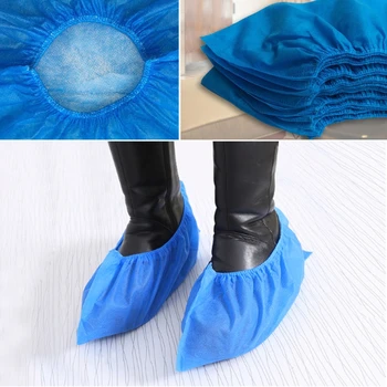 

100 PCS Disposable Shoe Covers Indoor Cleaning Floor Non-Woven Fabric Overshoes Boot Covers Plastic Disposable Shoe Covers