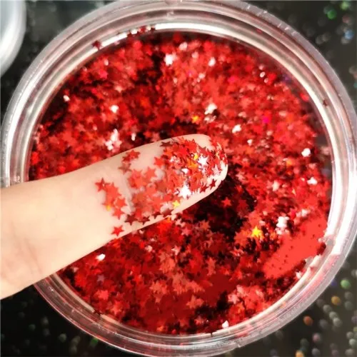 Soild red 10g Ультра-тонкая 3 мм Звезда блестки Лазерная блестка 3D блестка для ногтей блестка Eo-Friendly PET свободные блестки для украшения для ногтей 10 г - Цвет: Soild red 10g