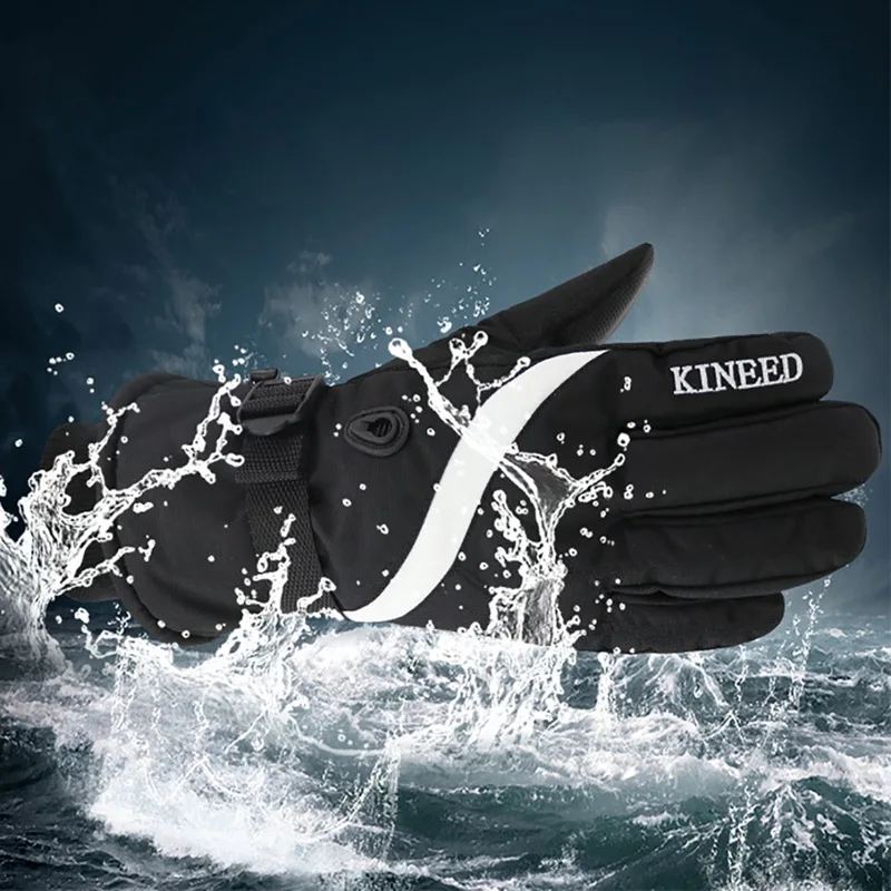 Лыжные перчатки мужские полный палец толстые водонепроницаемые противоскользящие износостойкие термостойкие перчатки уличные зимние
