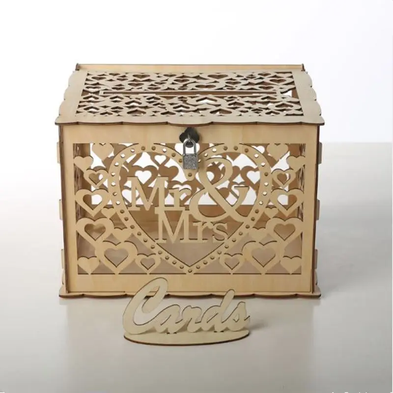 Mr Mrs коробка для свадебных карточек/полка Свадебная винтажная коробка для карт с замком DIY коробка для денег деревянная Подарочная коробка для дня рождения Свадебный декор - Цвет: Mr Mrs Box