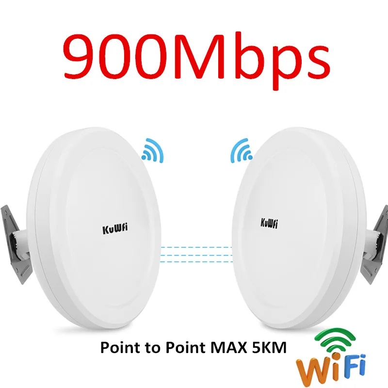 5g wifi amplifier KuWFi 900Mbps Outdoor Wireless Wifi Bridge  5.8G Wireless Repeater/AP Router Point to Point 3-5KM Wifi Coverage 24V POE Adapter wifi router for home Wireless Routers