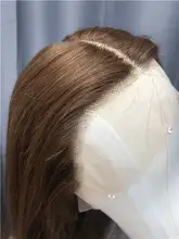 Peluca de cabello humano con encaje Frontal 13x6 para mujer, pelucas de cabello humano de color marrón prearrancado, brasileño, Remy, liso