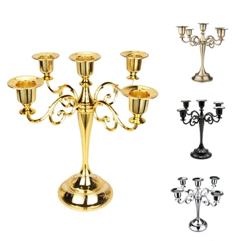 

Metal Candelabra Pillar Candlestick Holder Candle Stand Gold Retro Romantic for Dinner Wedding Event Party Table Decoration
