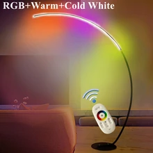 Modern Nordic Remote RGB LED Floor Lamp with Table Simple Fishing Standing Lamp LED Corner Floor Reading Lights for Living Room