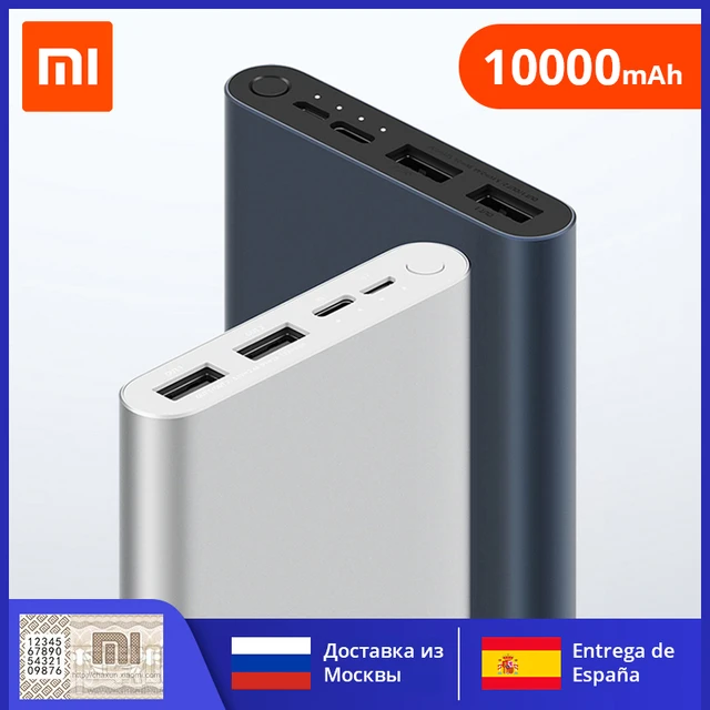 Comprar Xiaomi Original 10000mAh Mi Power Bank 3 batería externa 18W carga  rápida Powerbank 10000mAh Dual-USB aluminio Powerbank