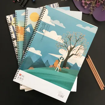 

Landscape painting notebook Spiral sketchbook White Color Sketchbook for drawing 8K Blank pages 32 pages Art School supplies