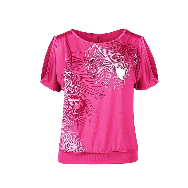 

CYSINCOS Fashion Causl Women T Shirts 2019 New O-Neck Loose Printed Tops Female Off Shoulder Bat Short Sleeve Tops Hot Selling
