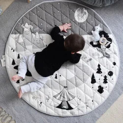 Tapis de flanelle en coton doux pour enfants, tapis rond, motif ville, jeu d'animaux, apprendre pour bébé, jouer dans la chambre d'enfant 