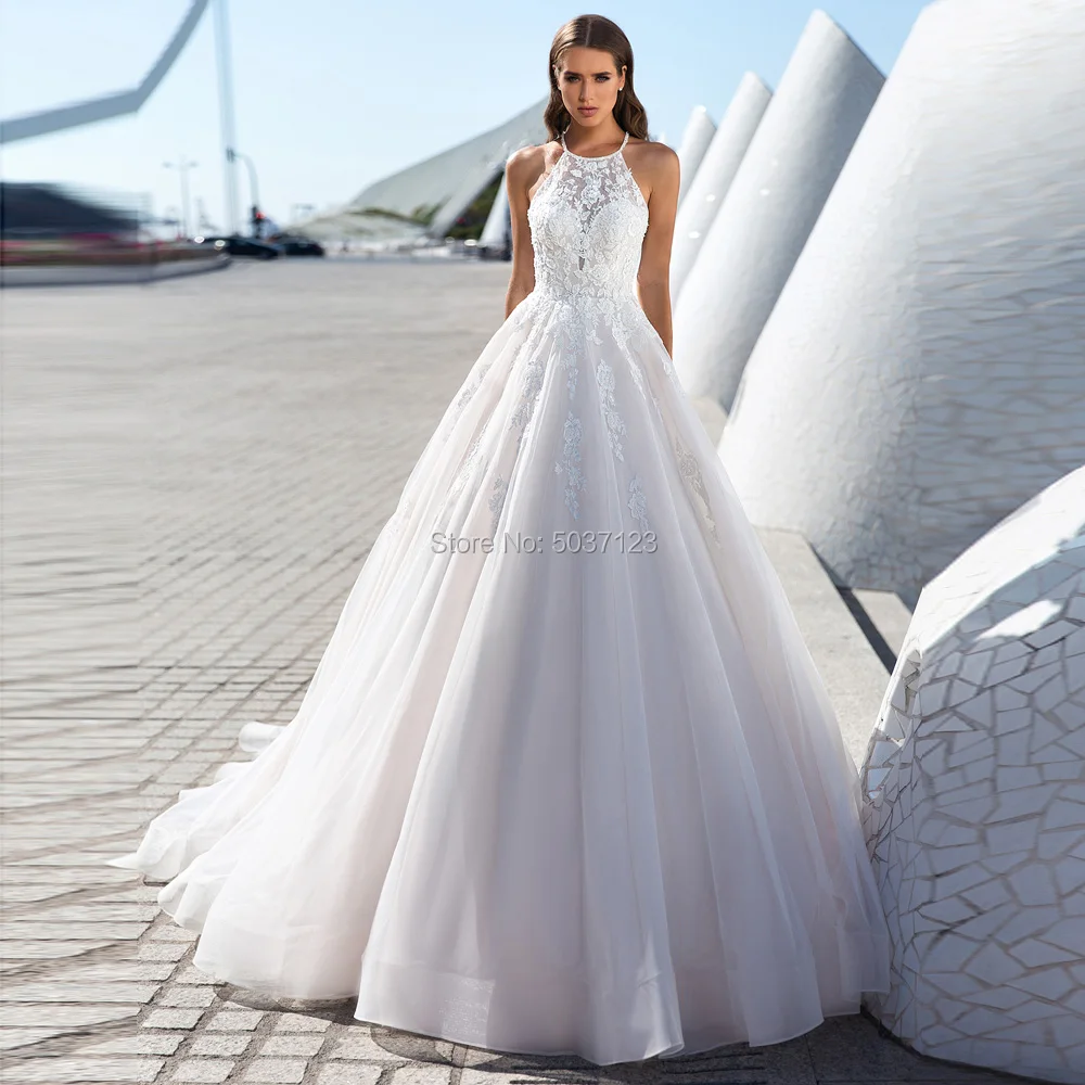 halter wedding gown