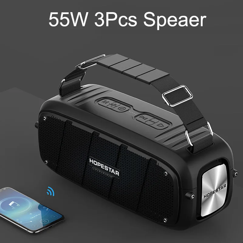HOPESTAR A20 Bluetooth Speaker Big Power 55W Portable Column Outdoor Waterproof Subwoofer Super Bass Boom Box Music Support TF |