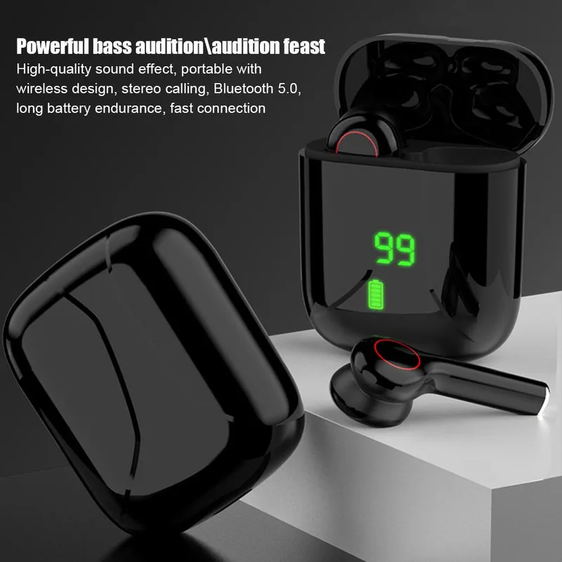 The Mini TWS Wireless Bluetooth 5 0 Headset Has An LED Case To Charge The Noise cancelling HiFi HD Motion Stereo Dual Headphones