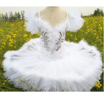 

Professional Ballet Tutu Pancake Children White Swan Lake Ballet Costume Kids Danse Girls Feather Ballerine Tutu Skirts