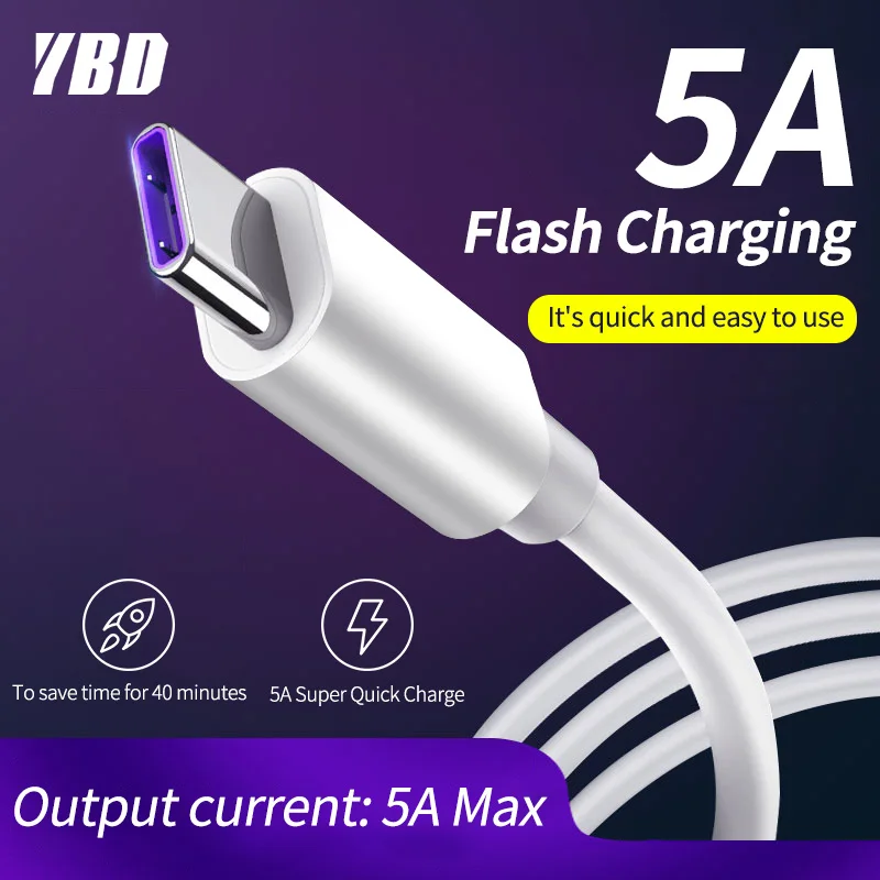 

YBD Super Quick Charge USB C Type C Cable 5A for Huawei USB C Charging Cable for Honor Redmi Type C Cable for Samsung Xiaomi OPP