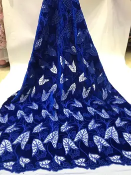 

African Velvet Lace Fabric 2020 High Quality nigerian Tulle Lace Fabric Royal Blue Embroidery Mesh Lace Trim For Woman