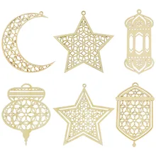 

3pcs Ramadan Kareem Decoration Wooden Craft Eid Mubarak Moon Islam Muslim DIY Hollow Hanging Pendant Ornament Festival Gifts