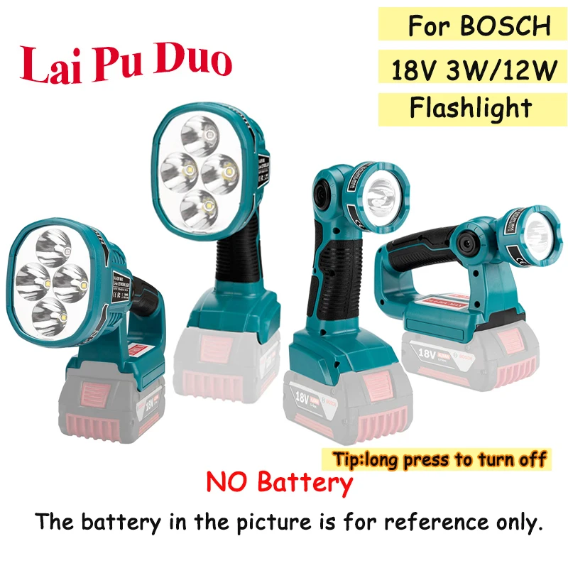 

Pistol/Portable 3W/12W 18V LED Lamp Work Light Flashlight For Bosch(NO Battery,NO Charger)Lithium Battery USB Tools Lighting