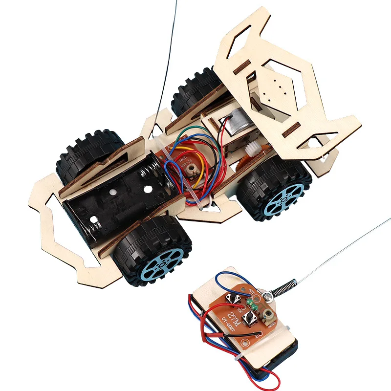 

Kid Wooden DIY Assembly 4-CH Electric RC Racing Car Model Science Experiment Toy Interesting DIY Assembly RC Car Model gifts