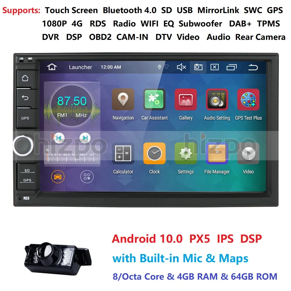 2DIN Android 10 4G + 64GROM Авторадио OctaCore 7 дюймов Универсальный Автомобильный без DVD плеера