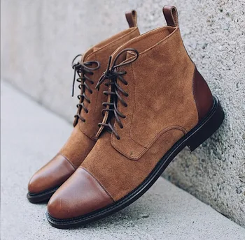 

High Quality Fashion Men Suede Leather Lace-up Boots Male Casual Classic Trendy Low Heel Martin Boots Zapatos De Hombre TV552