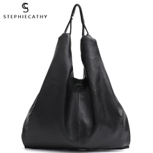 SC мягкая воловья Сумка Хобо для женщин, винтажная черная сумка на плечо, Женская Большая Повседневная Сумка-тоут, настоящая кожаная женская сумка через плечо