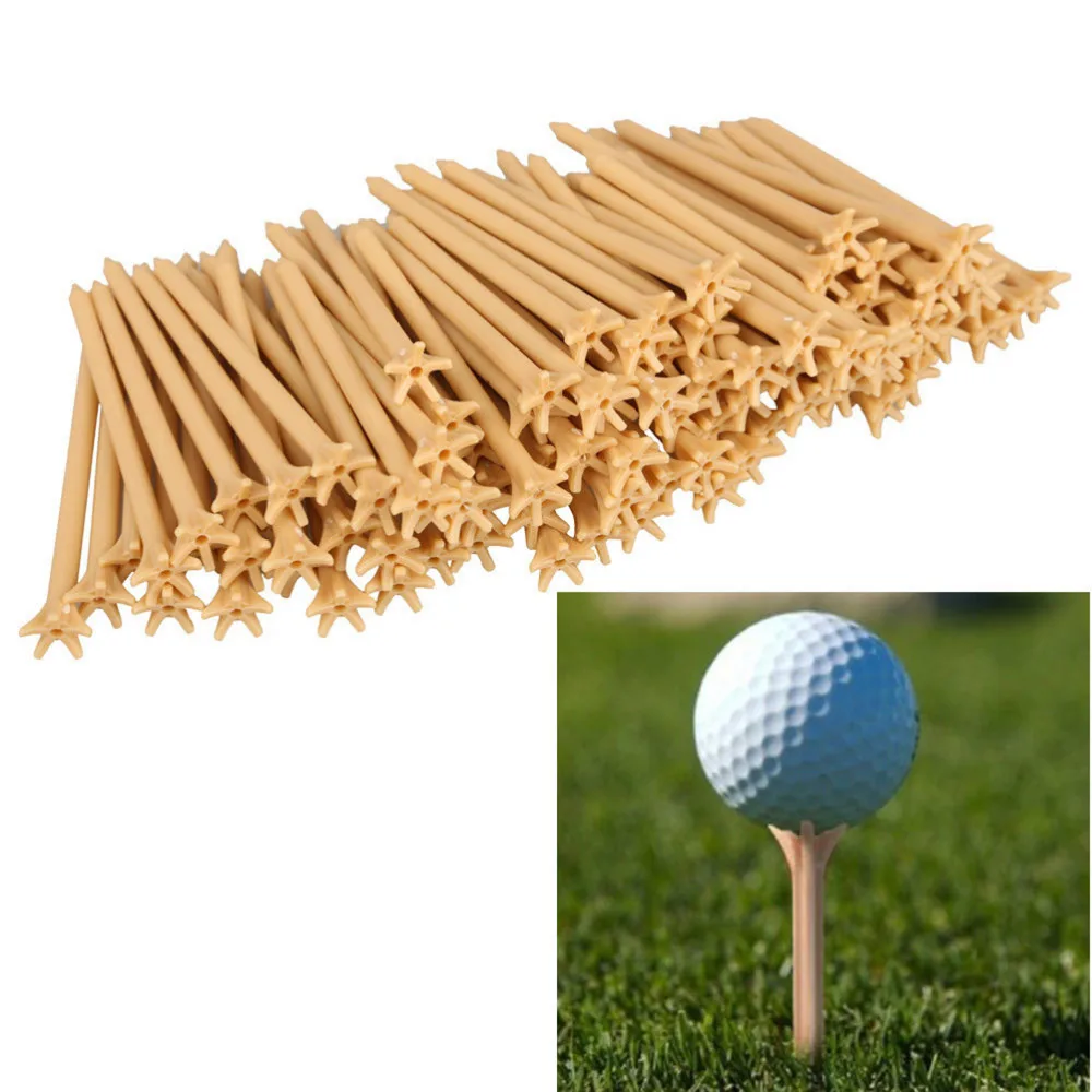 New Brand 100Pcs Plastic Golf Ball Wood Tee Tees Professional Frictionless Golf Tee Wheat Golf Tees