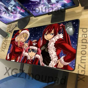 

XGZ Christmas Cute Girl Custom Large Gaming Computer Desk Mat Black Lock Edge Fairy Tail Office Mouse Pad Speed Rubber Non-slip