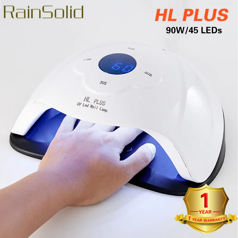 RainSolid 90 Вт Светодиодный УФ лампа для ногтей ледяная маникюра Сушилка быстрой