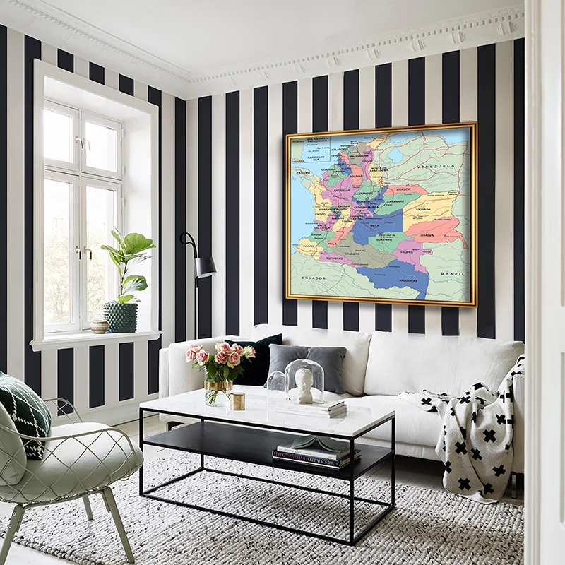 150*150 cm In Spanish Colombia Map with Detailed Provinces Non-woven Canvas Painting Wall Poster Home Decoration Study Supplies