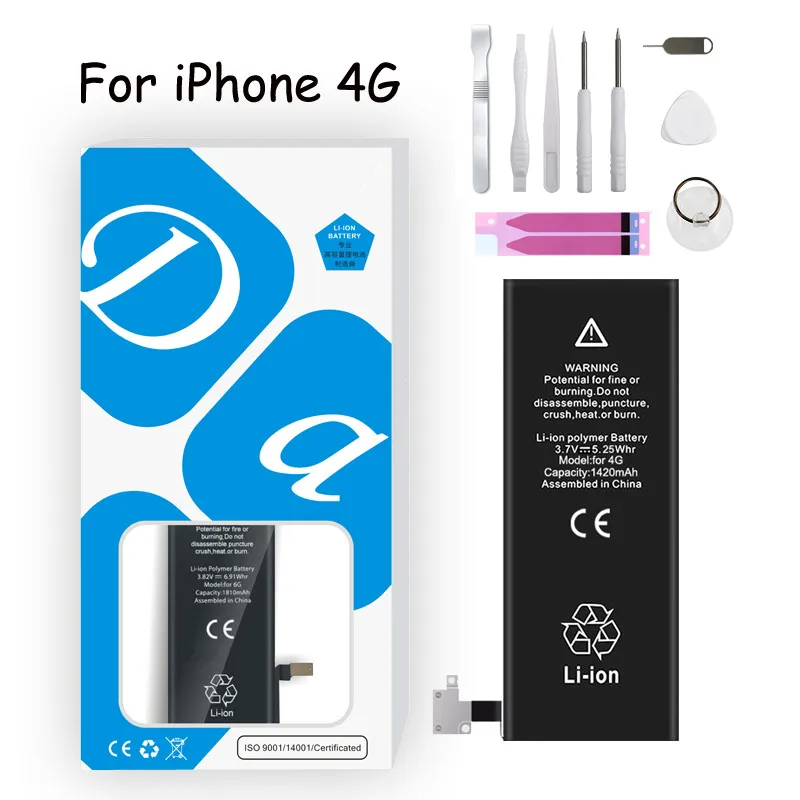Оригинальный аккумулятор емкости для iPhone 4 4G 1420mAh подлинный литий-ионный