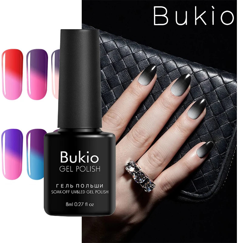 Bukio изменение цвета тепловой Хамелеон дизайн ногтей 8 мл УФ гель лак 29 цветов