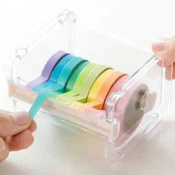 

1 Pcs Transparent Tape Dispenser Washi Tape Cutter Desktop Storage Organizer Holder Dispenser Student School Office Stationery