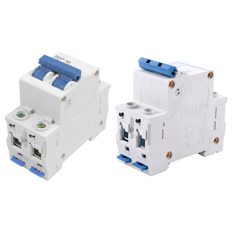 

2Pcs DZ47-63 C16 16A/10A 400VAC 6000A Breaking Capacity 2 Poles Circuit Breaker