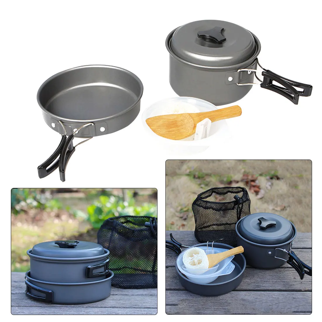 

Outdoor portable camping pot Cookware Bowl Pot Spoon Hiking Backpacking Travel Tableware Picnic Accessories